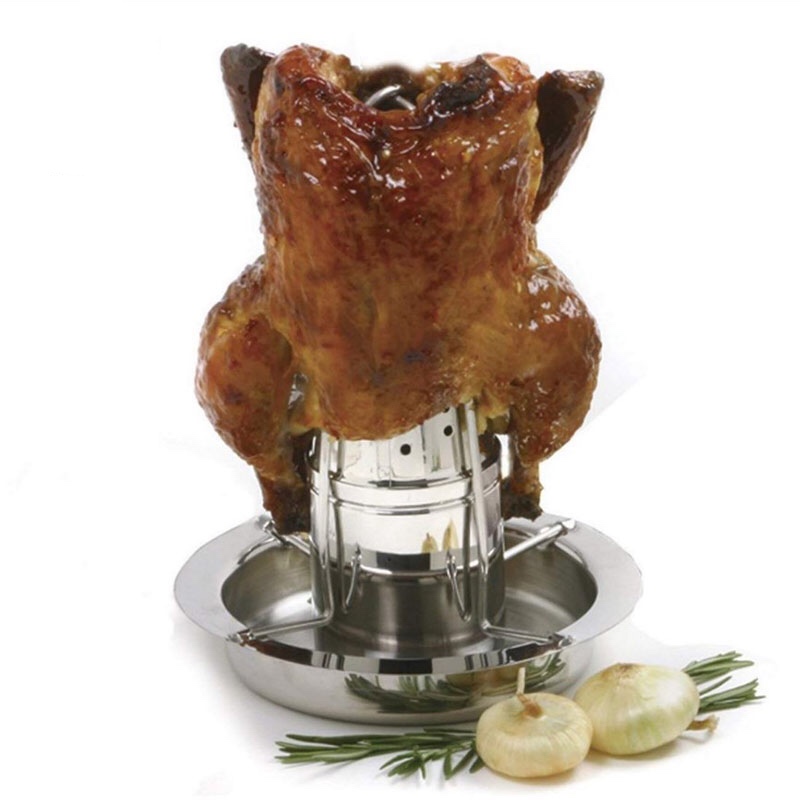 للفرن أو الشواء مع وعاء التنقيط القابل للفصل يمكن أن يكون مشوي الدجاج حامل الفولاذ المقاوم للصدأ عمودي الدجاج المحمص